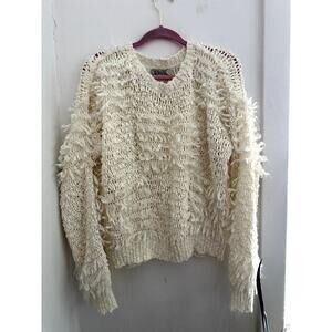 JOYCE Vintage Cream Shaggy Sweater | Size Large
